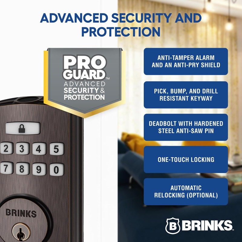 BRINKS Security Door Locks, High-Security Keyless Entry, Smart Electronic Door
