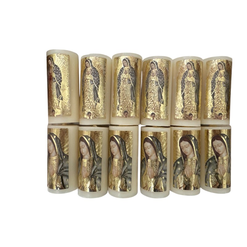 Velas Devocionales Religiosas, Diseño Virgen de Guadalupe, 8 x 3,5