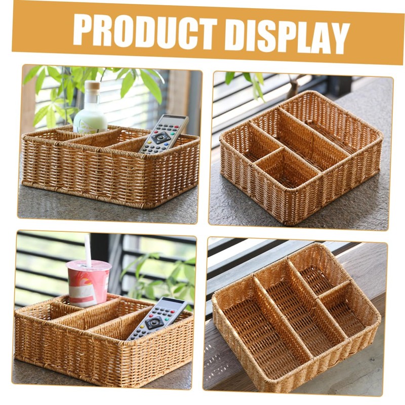 LABRIMP Woven Storage Basket Cosmetic Organiser Drawer Dividers Organizer Decorative