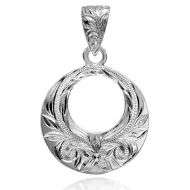 Leilani Hawaiian Jewelry Circle Pendant Necklace, Men's, Silver 925, Sterling Silver