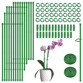 Plant Support, Trellis Aid, Pack of 40 Plant Sticks, Plant Stakes with 40 Adjustable Buckle, 25 Connectors and 1 Roll x 2 Metres of Velcro, Plant Support for Support Vegetables and Flowers (106 Pieces