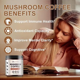 EILIN YHT Organic Mushroom Coffee Powder with 10 Active Extracts Immune Energy Support 150gram
