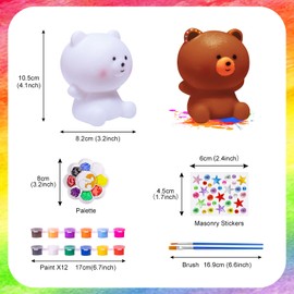 Paint Your Own Bear Lamp Kit, Art Supplies & Crafts Kit, DIY Night Light for Kids 6-12, Diamond Set for girl 8-12, Painting Kit for Girls Boys, Toy Child Birthday Gift Ages 3 4 5 6 7 8 9 10 11 12+