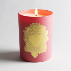 SAINT Ex-Voto Sacred Heart Devotional Scented Candle with Prayer Coin, Tonka Rose Soy Coconut Aromatherapy Candle with 80 Hour Burn Time, Collector Series Edition II (Pink)