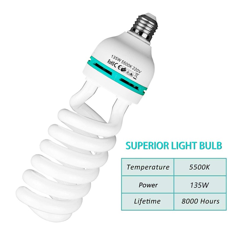 BOLLUMA Photography Daylight White E27 Lighting Lamp Softbox Bulbs 50W