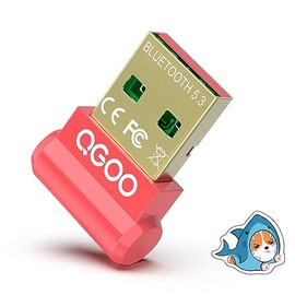 USB Bluetooth Adapter for PC - QGOO Bluetooth Dongle 5.3 EDR, Wireless Bluetooth Receiver for Desktop Computer Laptop Bluetooth Windows 8.1/10/11（red-041）