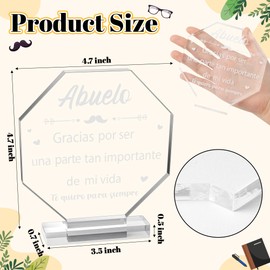 Yopyame Spanish Grandpa Birthday Gifts - Regalos para Abuelo Octagon Acrylic Gift Keepsake Paperweights Gift for Grandpa in Spanish Christmas Father's Day Gifts for Grandpa from Granddaughter Grandson