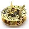 Nautical Solid Brass sundial compass With Solid Brown Wooden Box