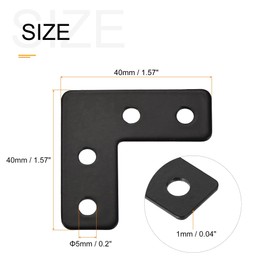 sourcing map L Shape Brace 40mmx40mm Mending Repairing Flat Brackets for Joint Fastener with Screws Black 10Pcs
