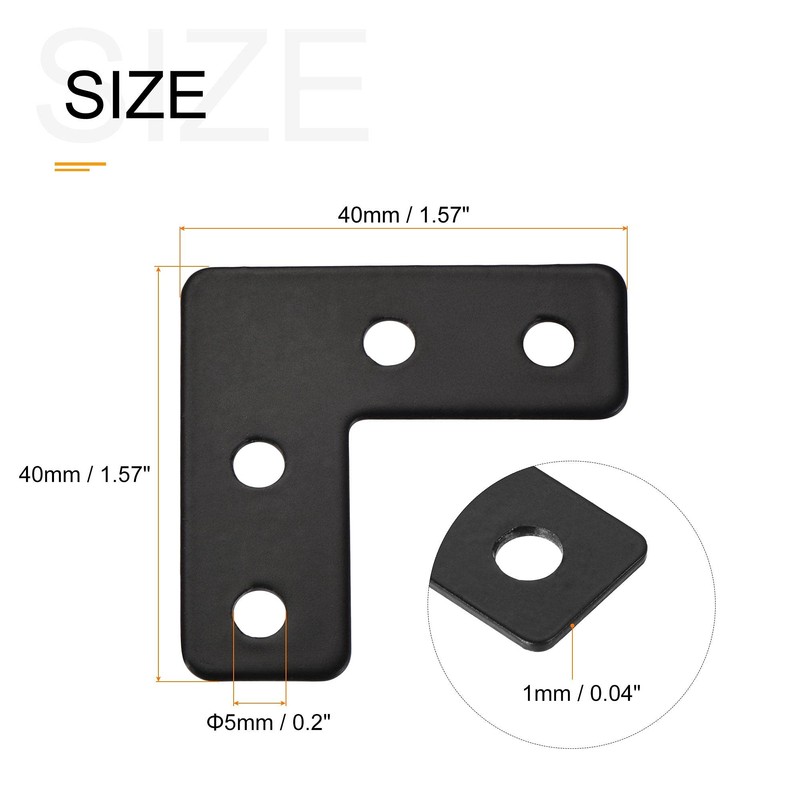 sourcing map L Shape Brace 40mmx40mm Mending Repairing Flat Brackets
