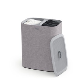 Joseph Joseph Tota 90 liter/23.8 gallon Laundry Hamper Separation Basket with lid, 2 Removable Washing Bags with Handles - Gray