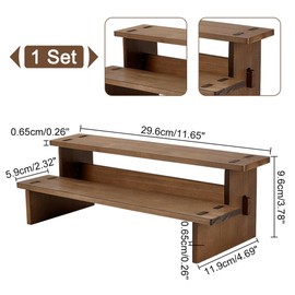 NBEADS 2-Tier Wooden Display Riser Shelf, 4.69x11.65x3.78 Inch Camel Tabletop Small Food Stand Risers Display Makeup Step Perfume Organizer for Fragrance Cosmetics Figure Collection