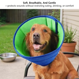 Soft Dog Cone Collar for Dogs After Surgery, Prevent Licking with Dog Bath Brush,Adjustable Neck Recovery Collar for Pets, for Small Dogs with Soft Protect Edge