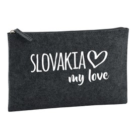 Huuraa Kulturbeutel Slovakia My Love Geschenk 1 Liter Charcoal Filz Slovakia Geschenkidee