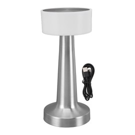 Cordless Table Lamp 3 Color Mode Touch Control Stepless Dimming 1800mAh USB Charge Book Reading Light for Bedroom Office Silver Color