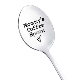 Mommy Spoons Gifts from Daughter Son Mommy's Coffee Spoon for Mom Mother Christmas Birthday Gifts for Mama Mommy Coffee Tea Lovers Gifts for Mother Mom Engraved Coffee Spoons