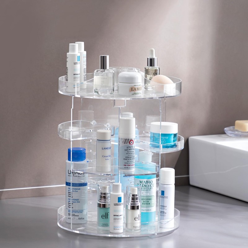 HBlife 360 Rotating Makeup Organizer Plus Size Adjustable Carousel Large