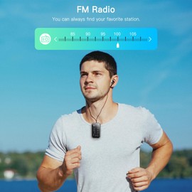 Zunate BT MP3 Player con Pantalla Táctil de 1.47 Pulgadas, Reproductor de Música sin Pérdida de 32 GB, Radio FM, Grabadora de Voz, Lector de Audiolibros, Clip en Diseño, Almacenamiento