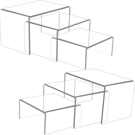 Ouskr 6 Pcs Acrylic Display Risers, Clear Stands for Shelf, Dessert, Cupcake,