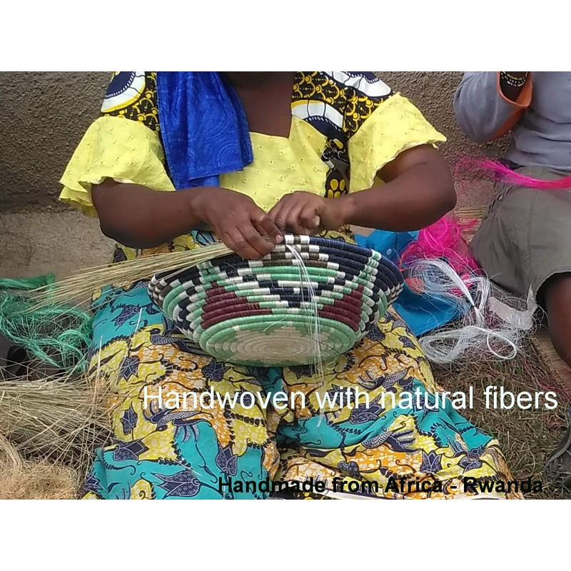 African Basket Rwanda - 8 Inches Diameter - Sisal, Sweetgrass