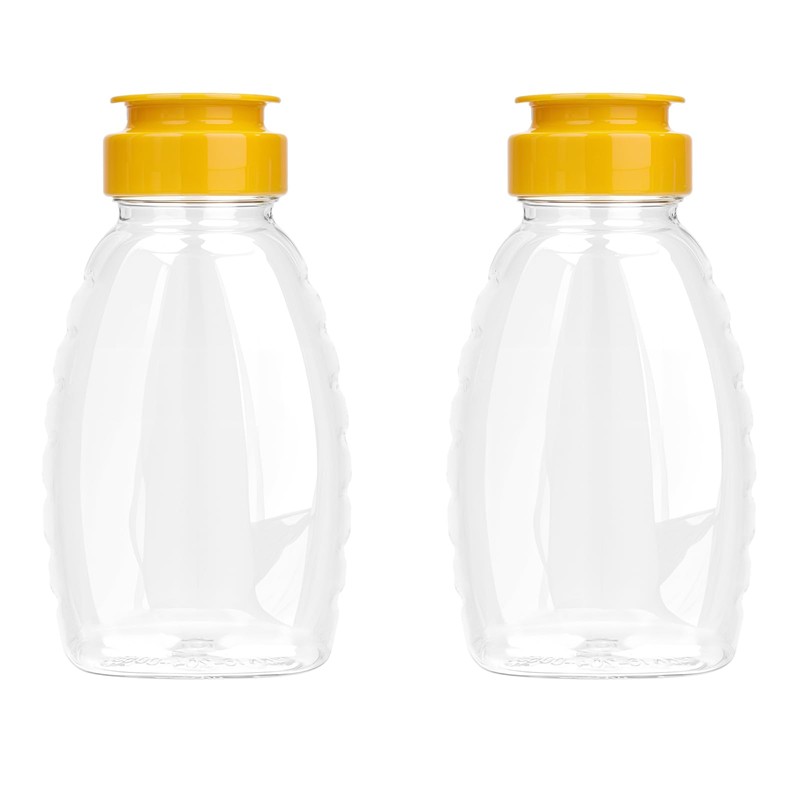2Pcs Clear Plastic Honey Bottles Honey Squeeze Jar Empty Refillable