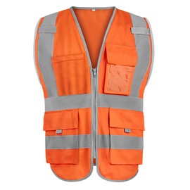 GOGO Safety Vest Reflective Vest with 9 Pockets & Zip