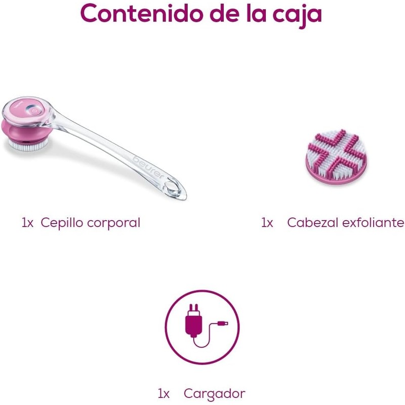 Beurer FC55 Cepillo Corporal Eléctrico Exfoliante con Mango Extraíble, Limpieza