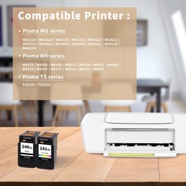 XJI Remanufactured Ink Cartridges Replacement for Canon 240 XL 241 XL PG-240XL CL-241XL 240 241 Black and Color Combo Pack, for Pixma MG3220 MG3620 MX452 MX472 MX512 TS5120 Printer