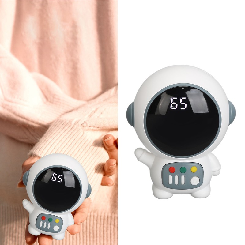 Astronaut Shaped Cute Hand Warmer Digital Display USB Rechargeable 2