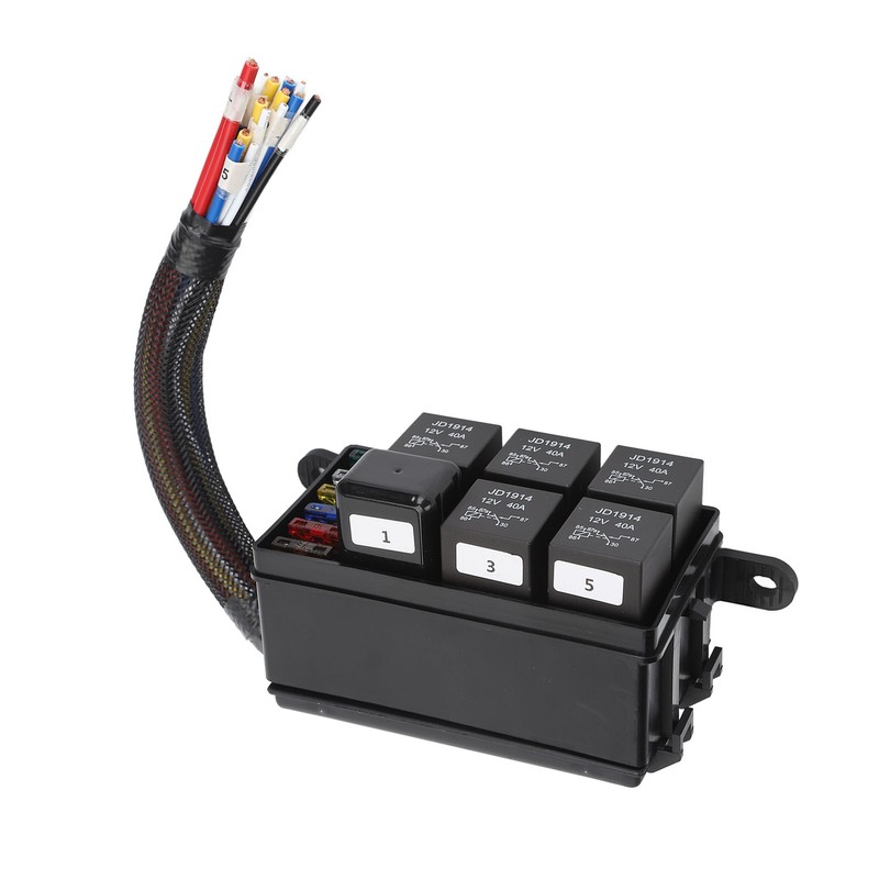 12V Fuse and Relay Box Kit 6Pcs 4 Pin Relays