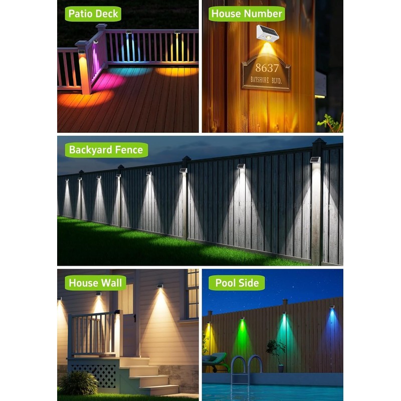 Solar Fence Lights Outdoor Waterproof High Brightness LED Spot Lens