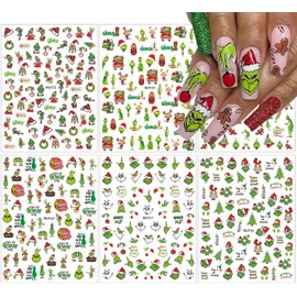 Christmas 3D Nail Art Stickers - Self-Adhesive Xmas Tree Decals for Holiday Winter Designs - Decoration for Women, Girls, Kids