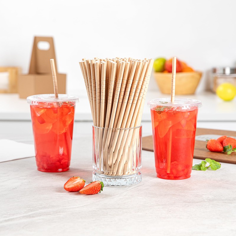 Restaurantware-Basic Nature 7.8 Inch Bendable Paper Straws, 100 Count Sustainable