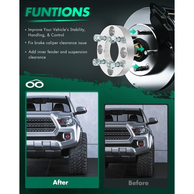 SCITOO 2Pcs Wheel Adapters 1 inch 4x4.5 to 4x100 Bore