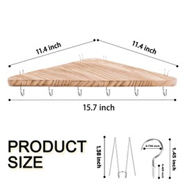 Cubicle corner shelf with hook：1pcs 16.5in wood triangle cubicile hanging shelves organization accessories fabric walls organizer for use in office cubicles office stylish decoration for women's desks