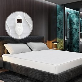 Safstar Heated Mattress Pad, 80”x78” King Size Electric Mattress Pad w/8 Temperature, 4 Mode Timing, Dual Controllers, ETL Certification, Overheat Protection, Electric Heating Bed Toppers Bed Warmer