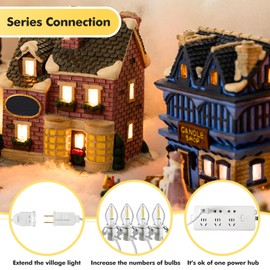 Leelosp 2 Pack Christmas Accessory Cord with 5 LED Light Bulbs, 11.5 Feet White C7 Lamp, On/Off Switch Plug, Spare Fuses, Female/Male Plugs, Blow Mold Light for Village House Craft Decorations