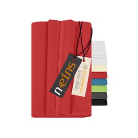 npluseins 701.887 Sheet without Elastic Band 100% Cotton Approx. 150 x 250 cm Red