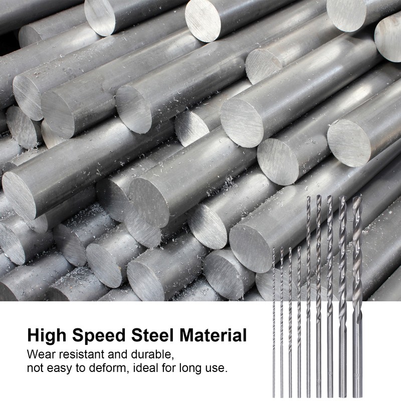 9Pcs Twist Drill Bit Extra Long High Speed Steel Drilling