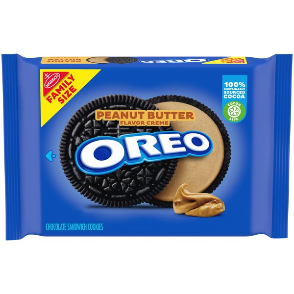 OREO Chocolate Sandwich Cookies, Peanut Butter Flavored Creme, 1 Resealable 17 oz Family Size Pack