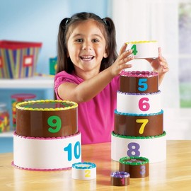Learning Resources Stack and Count Layer Cake - 10 Pieces, Ages 18+ Months Toddler Learning Toys, Early Stacking and Counting Skills for Toddlers