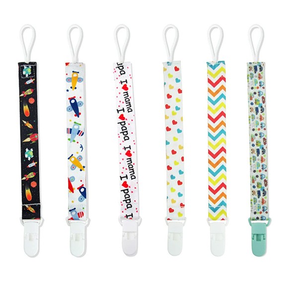 YUUSIKCO 6 pacifier chains Baby pacifier chains with clips for