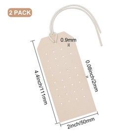 DELORIGIN 2pcs Leather Earring Holder Rectangle Leather Stud Displays Hanging Earring Organizer with Rope Jewellery Making Storage Organizer Stand for Earrings Studs 4.37x1.97x0.08inch