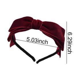 Bow Headband Velvet Headbands for Women Girls Red Bowknot Headband Hairband with Bow Head Bands for Women's Hair Non Slip Velvet Bow Headband Knotted Bow Headbands for Women Hair Bow Accessories