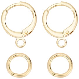 CREATCABIN 96pcs Brass Earring Making Kit 18K Gold Plated Leverback Earring Hooks with Hang Loop Earrings Replacement Accessories Open Jump Rings for Jewelry Making Findings Supplies 0.58x0.46in