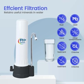 BOKKRALL Countertop Water Filter System, 5-Stage Alkaline Water Filter, 8000 Gallons Faucet Water Filter with 1 Washable Ceramic Filter (BS-10-M12)