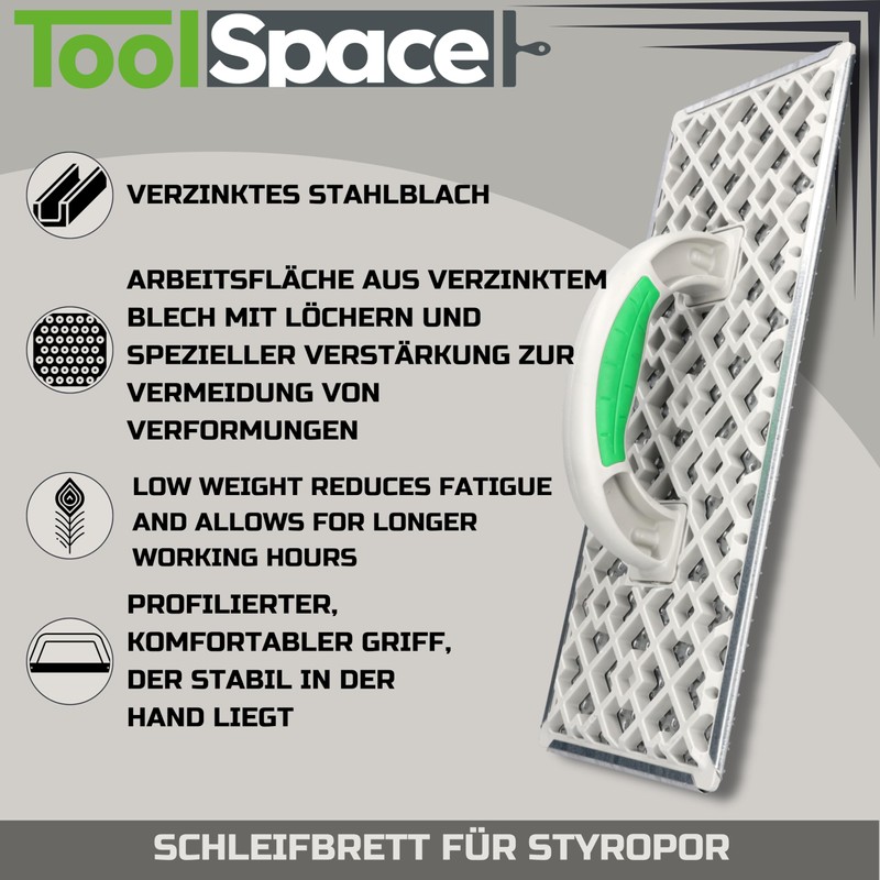 ToolSpace Large Styrofoam Rasp Sanding Board Grinder 380 x 160