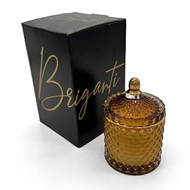 BRIGANTI Luxury Scented Coconut Candle in Amber Glass Jar - Coconut Island | Long-Lasting Soy Wax Candles, Non-Toxic Fragrances for Home Aromatherapy with Natural Essential Oils and Cotton Wick, 7oz