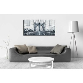 DZL Art Q70775 Black and White New York City Brooklyn Bridge Wall Art Painting Wall Art Canvas Prints Painting Picture Stretched and Framed For Living Room Decor Office Wall Decor Home Decoration