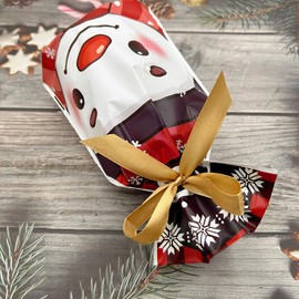 VIFOME 25 Pcs Christmas Party Favor Bags Santa Claus Gift Bags Xmas Treat Bags Plastic Drawstring Bags Candy Goodies Bags Gift Wrapping Bags Christmas Party Decoration